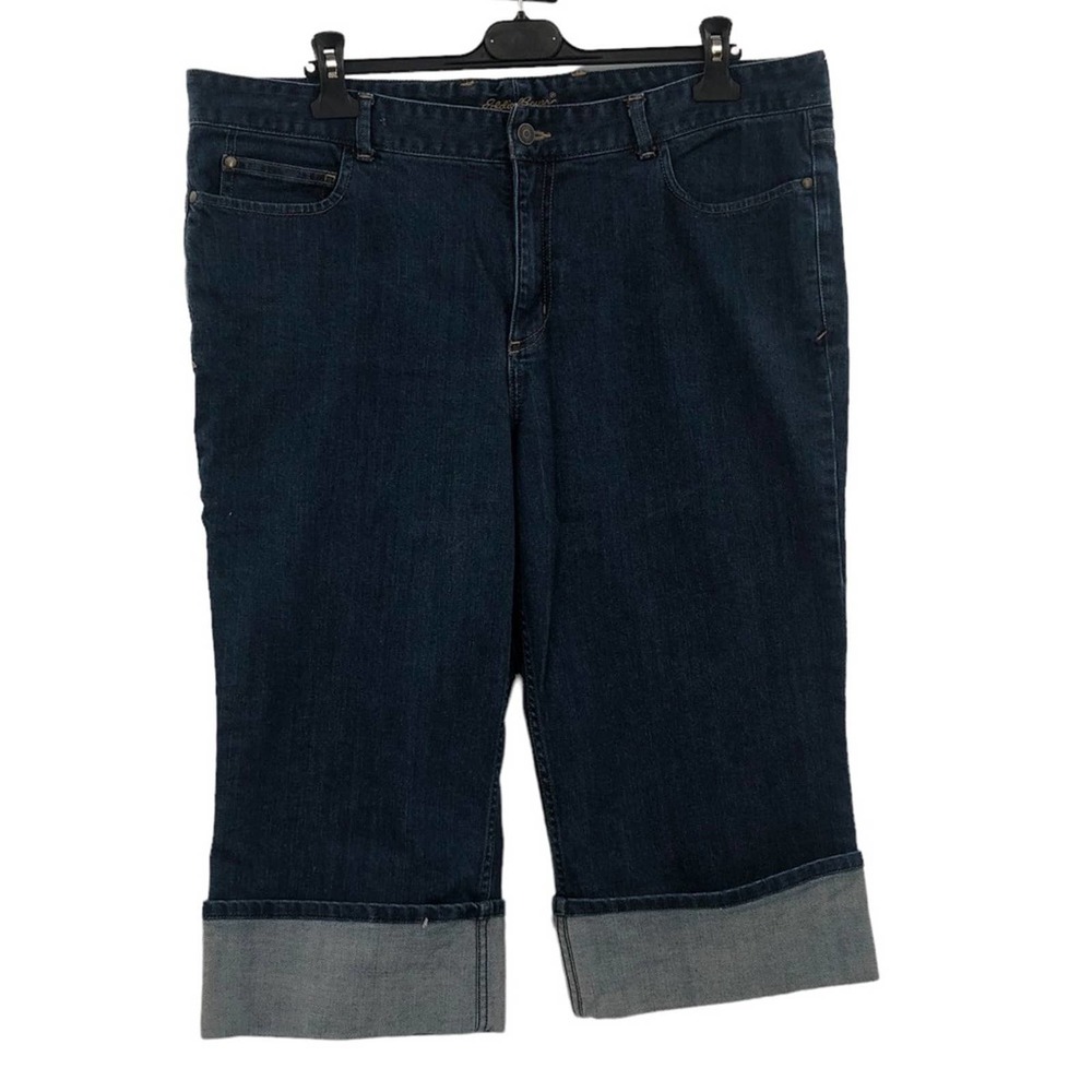 Eddie Bauer Vintage Cuffed Blue Jean Straight Leg Crop Pants Womens 18